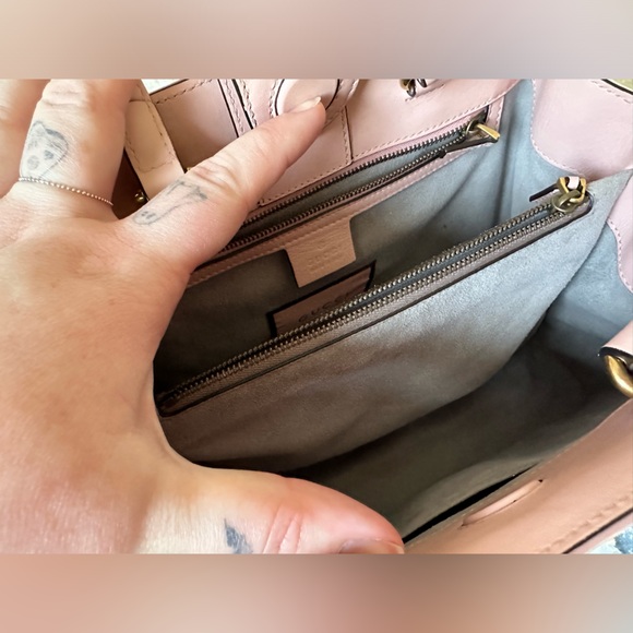 GUCCI Ghost Marmont GG Matelassé 2-way tote top handle bag pink graffiti chevron - Picture 11 of 14